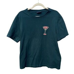 Coney Island Picnic Motel & Lounge Graphic Tee‎ Martini Dice Retro Teal Size M